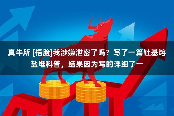 真牛所 [捂脸]我涉嫌泄密了吗？写了一篇钍基熔盐堆科普，结果因为写的详细了一